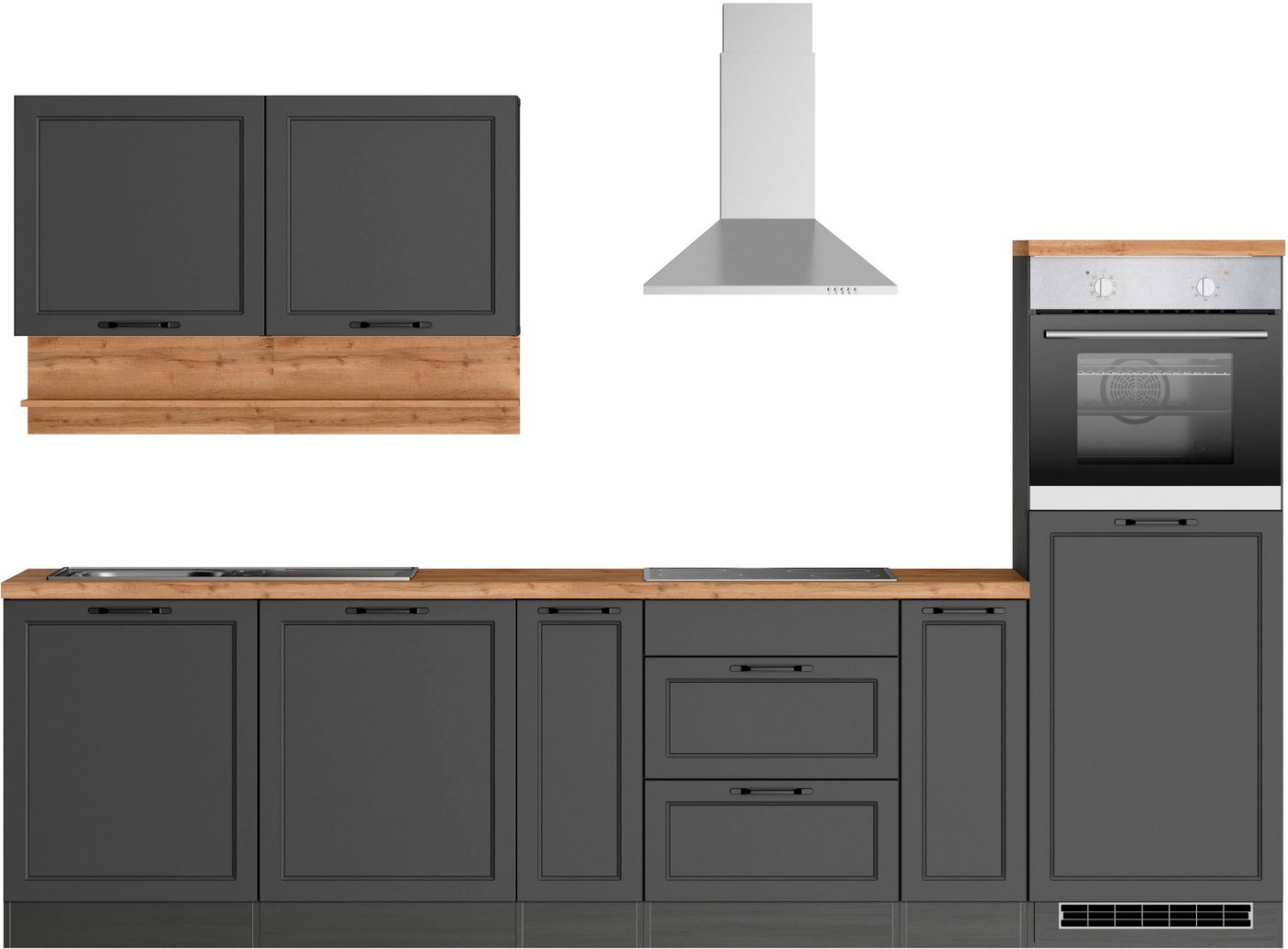 Kochstation Küche KS-Lana, 300 cm breit, wahlweise mit oder ohne E-Geräte von Kochstation