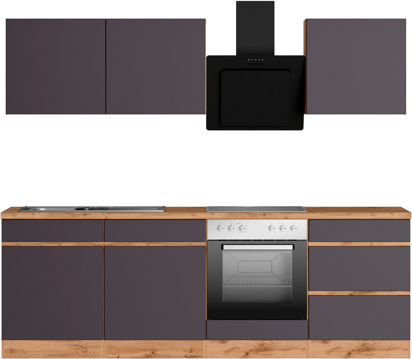 Kochstation Küche KS-Riesa, Stellbreite 240 cm, wahlweise mit oder ohne E-Geräte von Kochstation
