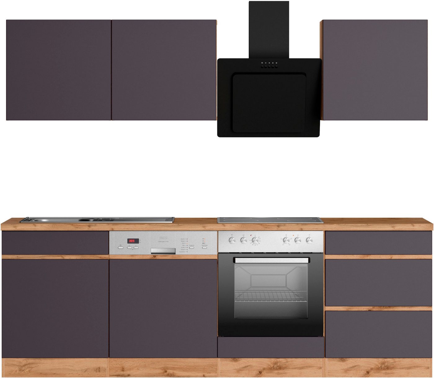Kochstation Küche KS-Riesa, Stellbreite 240 cm, wahlweise mit oder ohne E-Geräte von Kochstation