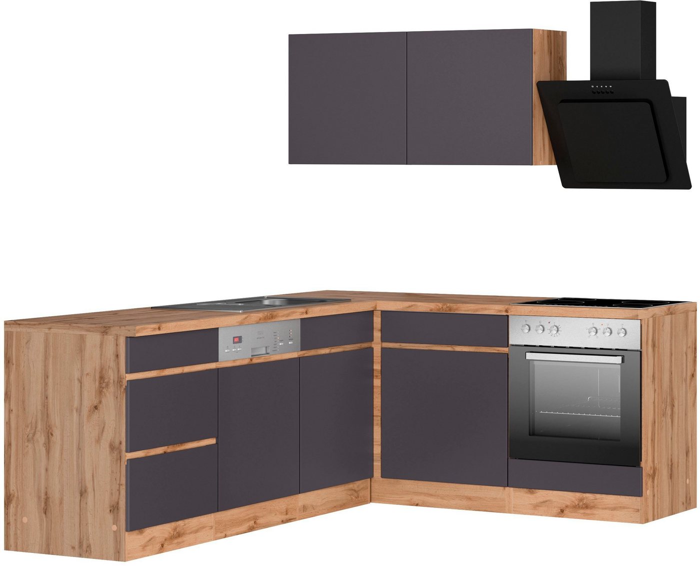 Kochstation Küche KS-Riesa, Stellbreite 240x180 cm, wahlweise mit oder ohne E-Geräte von Kochstation