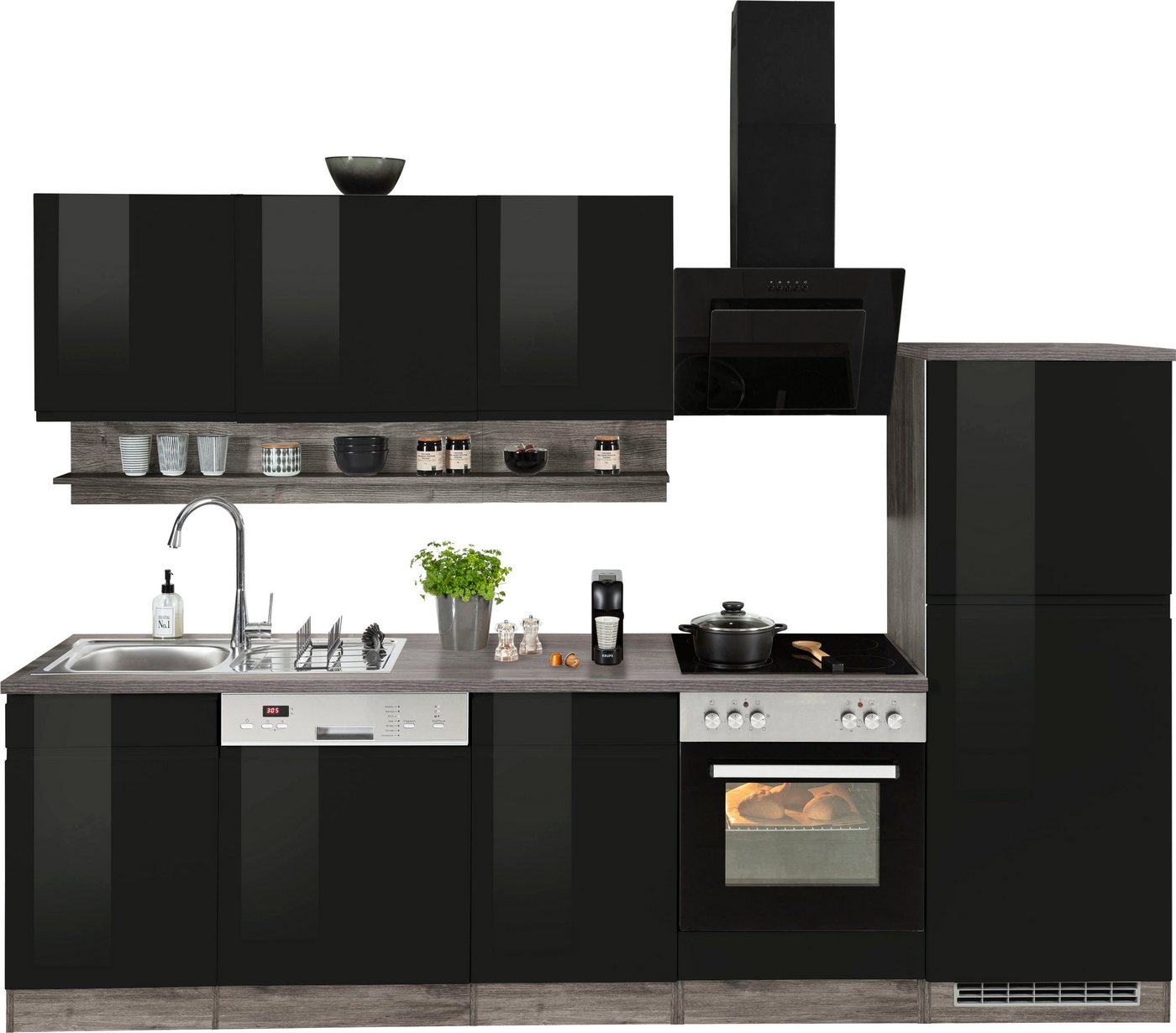 Kochstation Küche KS-Virginia, Breite 280 cm, wahlweise mit E-Geräten von Kochstation