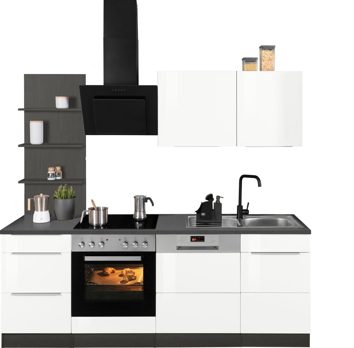 Kochstation Küchenzeile KS-Brindisi, mit E-Geräten, Breite 220 cm von Kochstation