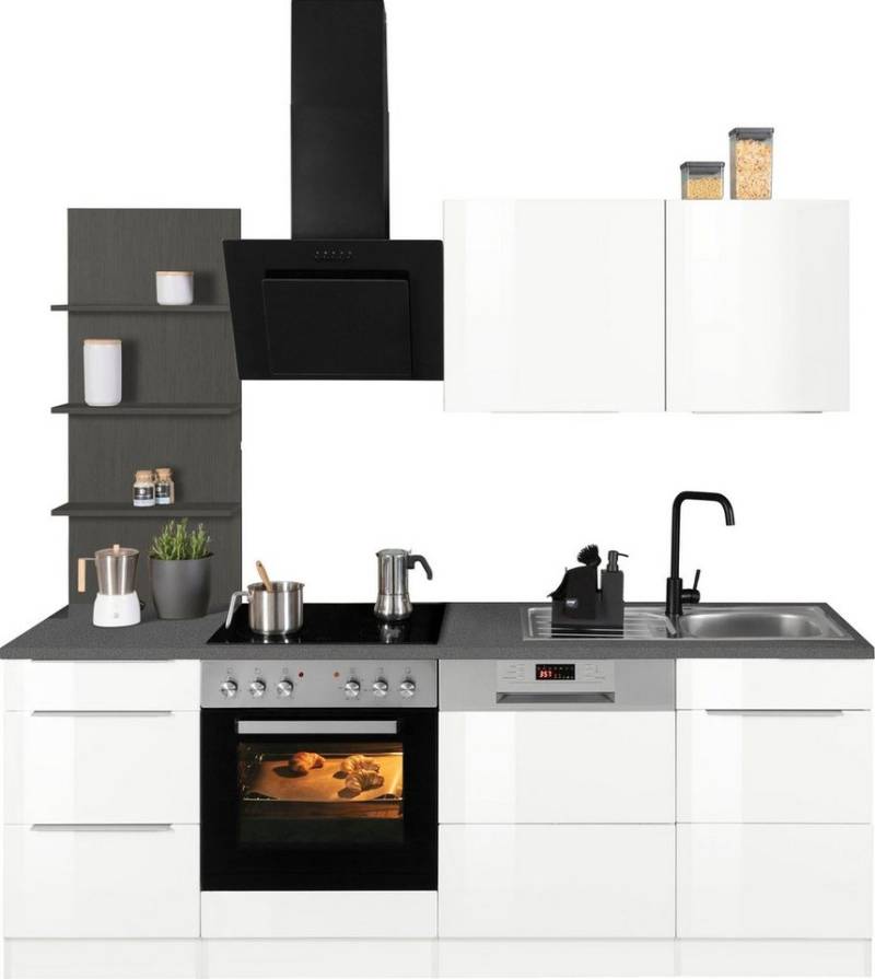 KOCHSTATION Küchenzeile KS-Brindisi, Breite 220 cm, wahlweise mit E-Geräten, mit MDF-Fronten und Regal von KOCHSTATION