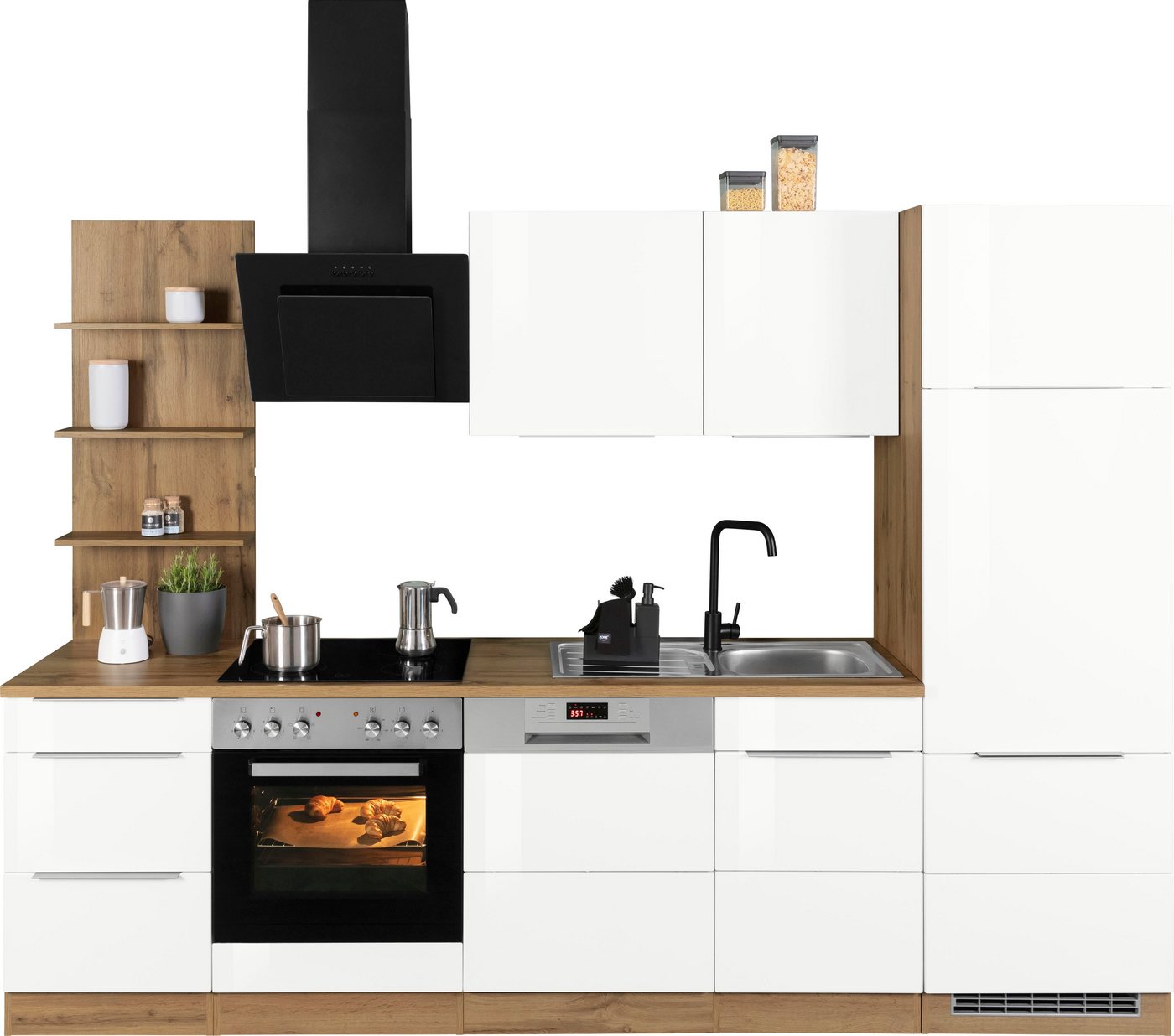 KOCHSTATION Küchenzeile KS-Brindisi, Breite 280 cm, wahlweise mit E-Geräten, mit MDF-Fronten und Regal KOCHSTATION Küchenzeile KS-Brindisi, Breite 280 cm, wahlweise mit E-Geräten, mit MDF-Fronten und Regal von KOCHSTATION