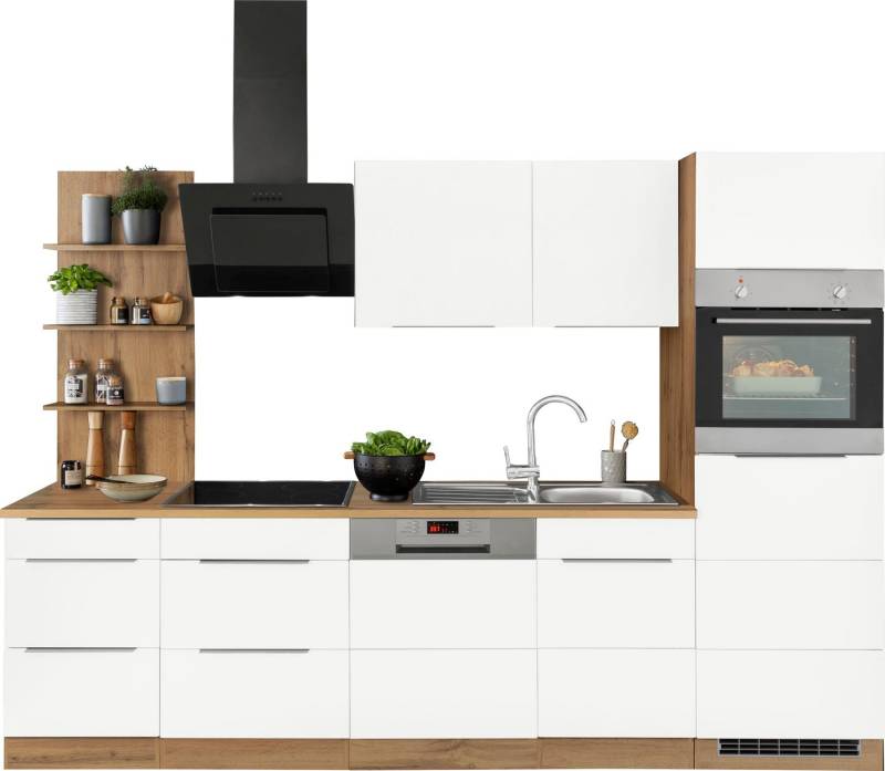 KOCHSTATION Küchenzeile KS-Brindisi Breite 280 cm, wahlweise mit E-Geräten und Induktion, mit MDF-Fronten und Regal von KOCHSTATION
