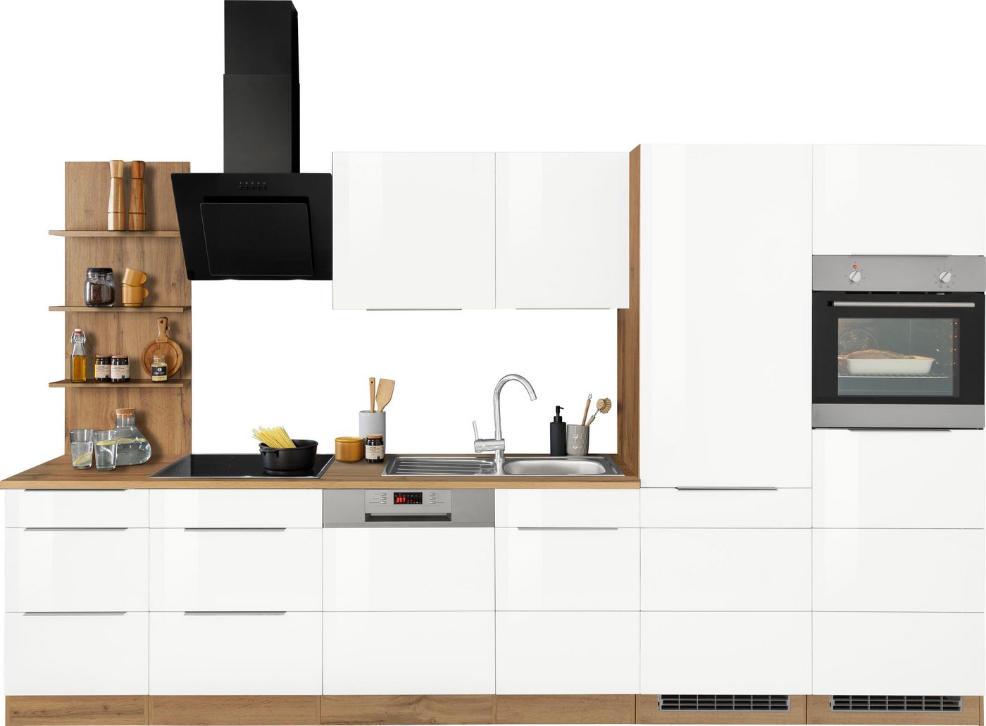 KOCHSTATION Küchenzeile KS-Brindisi Breite 340 cm, wahlweise mit E-Geräten und Induktion, mit MDF-Fronten und Regal KOCHSTATION Küchenzeile KS-Brindisi Breite 340 cm, wahlweise mit E-Geräten und Induktion, mit MDF-Fronten und Regal von KOCHSTATION
