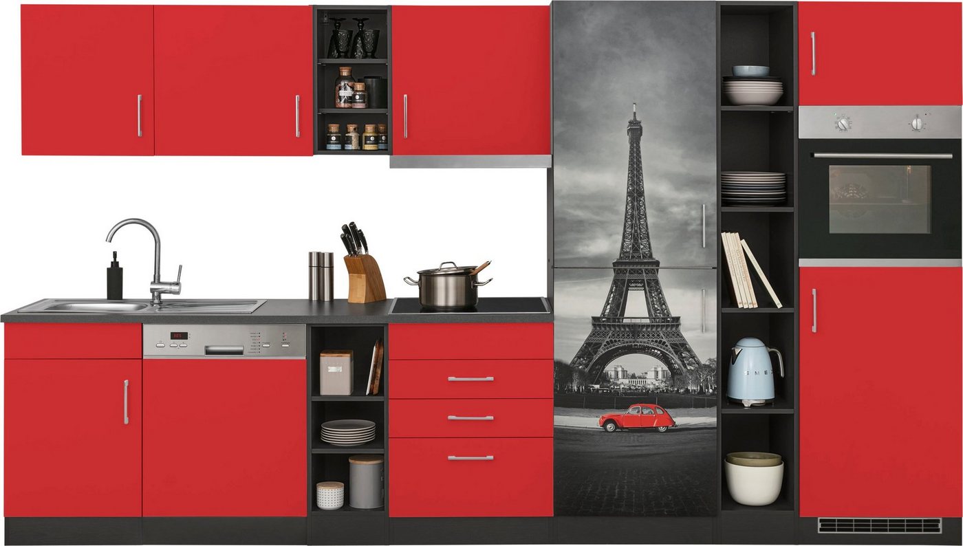 HELD MÖBEL Küchenzeile Paris, mit E-Geräten, Breite 350 cm, wahlweise mit Induktionskochfeld von HELD MÖBEL