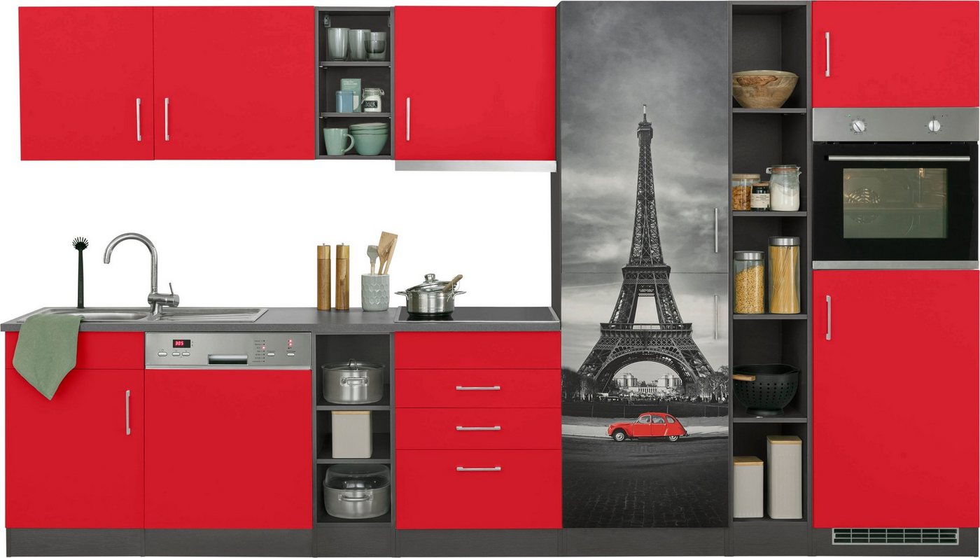 HELD MÖBEL Küchenzeile Paris, mit E-Geräten, Breite 350 cm, wahlweise mit Induktionskochfeld von HELD MÖBEL