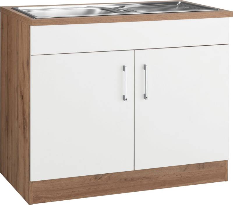 KOCHSTATION Spülenschrank KS-Colmar 100 cm, mit Metallgriff von KOCHSTATION