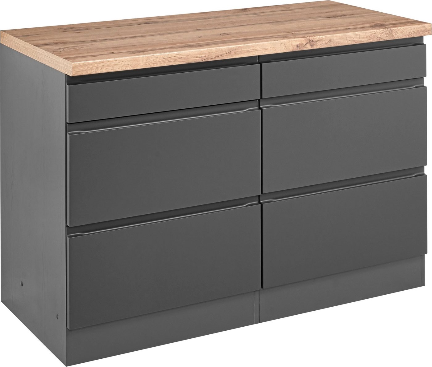 Kochstation Unterschrank KS-Bruneck >>Bruneck<< 120 cm breit, für viel Stauraum, hochwertige MDF-Fronten von Kochstation