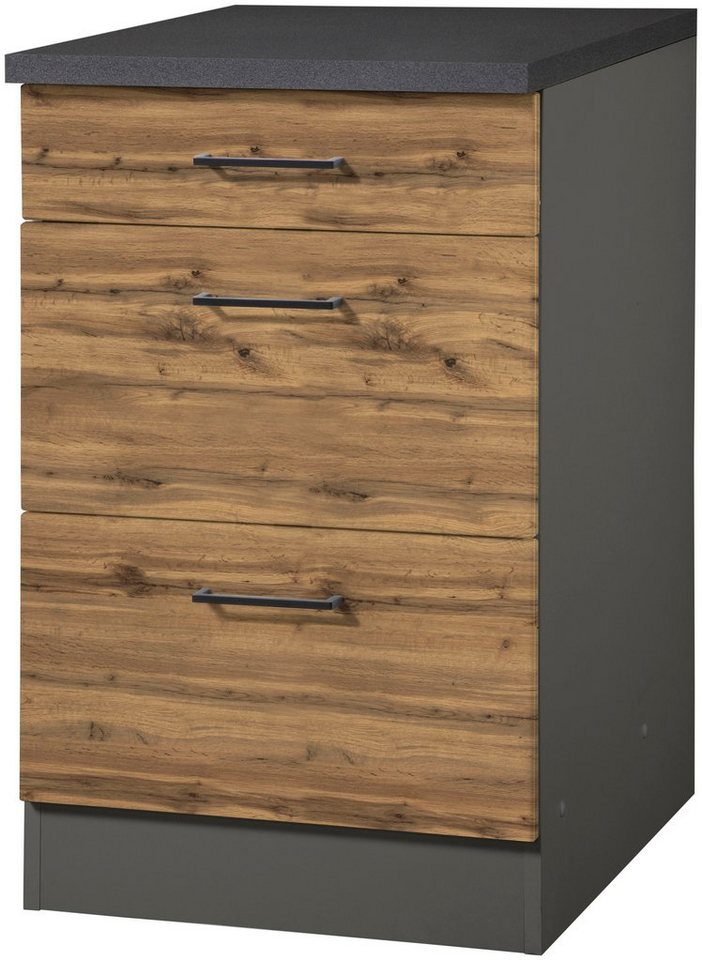 KOCHSTATION Unterschrank KS-Trier Breite 50 cm, mit 2 Auszügen und 1 Schublade von KOCHSTATION