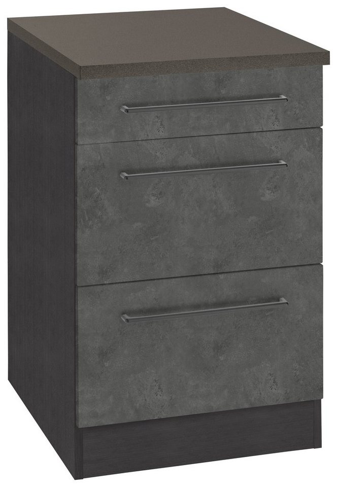 HELD MÖBEL Unterschrank Tulsa 50 cm breit, 1 Schubkasten, 2 große Auszüge, Metallgriff, MDF Front von HELD MÖBEL