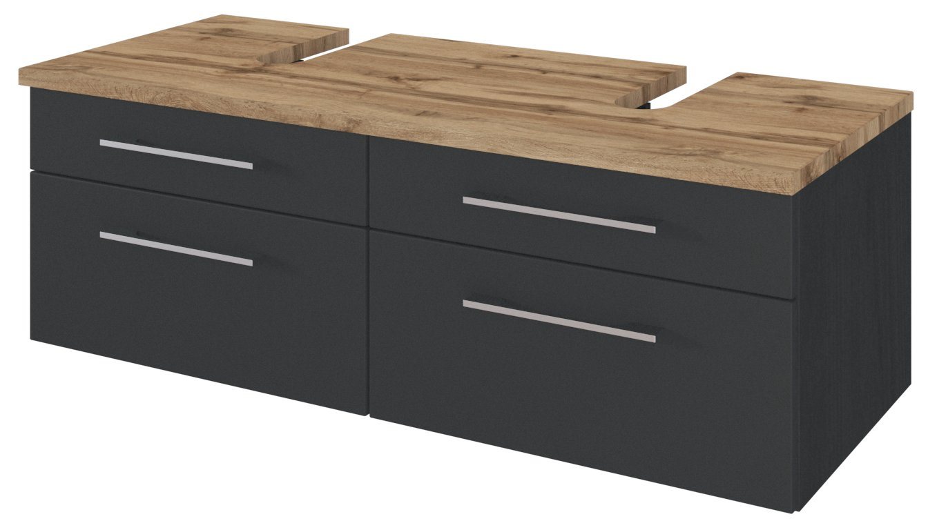 HELD MÖBEL Unterschrank Unterbeckenschrank Davos 120 cm graphit/matt grau von HELD MÖBEL