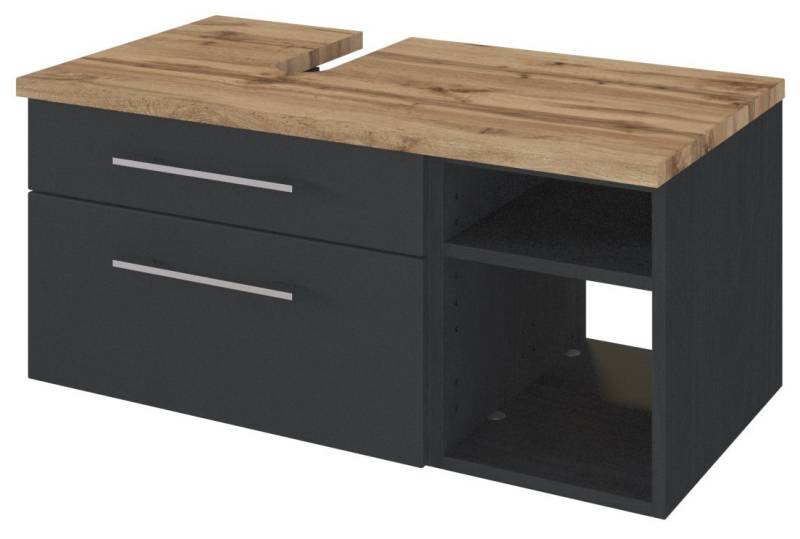 HELD MÖBEL Unterschrank Unterbeckenschrank Davos 90 cm (links) graphit/matt grau von HELD MÖBEL