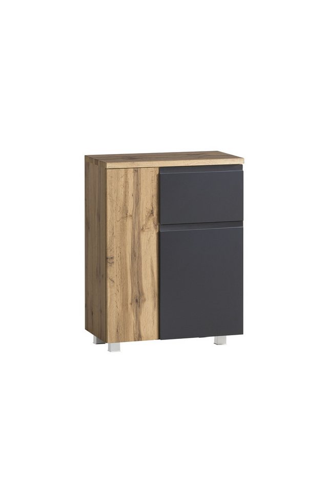 HELD MÖBEL Unterschrank in grau/Wotaneiche, MDF - 65x79x35cm (BxHxT) von HELD MÖBEL