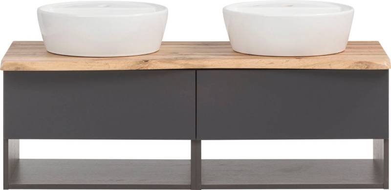 welltime Waschbeckenschrank Stubach Abdeckplatte mit Baumkante von welltime
