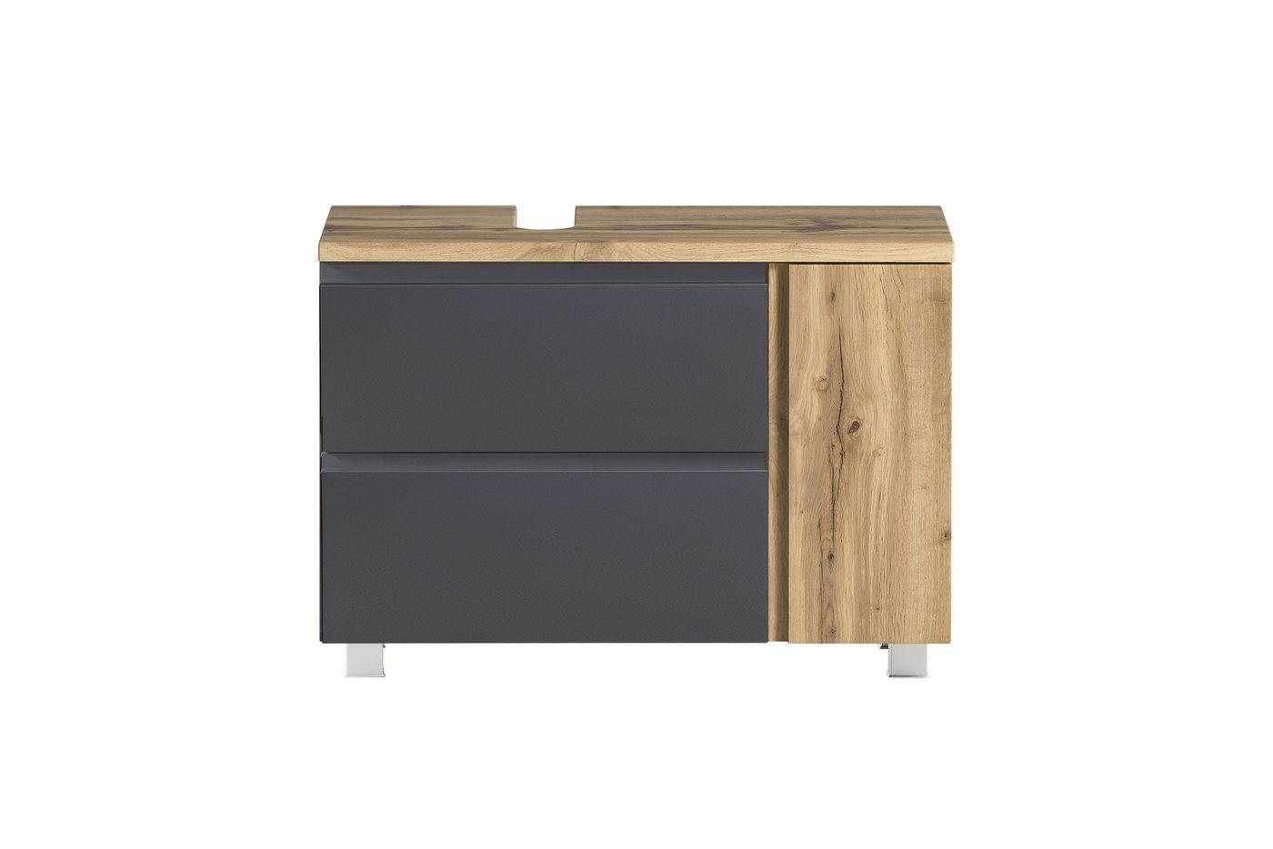 HELD MÖBEL Waschbeckenunterschrank in grau, Wotaneiche, MDF - 85x54x35cm (BxHxT) von HELD MÖBEL