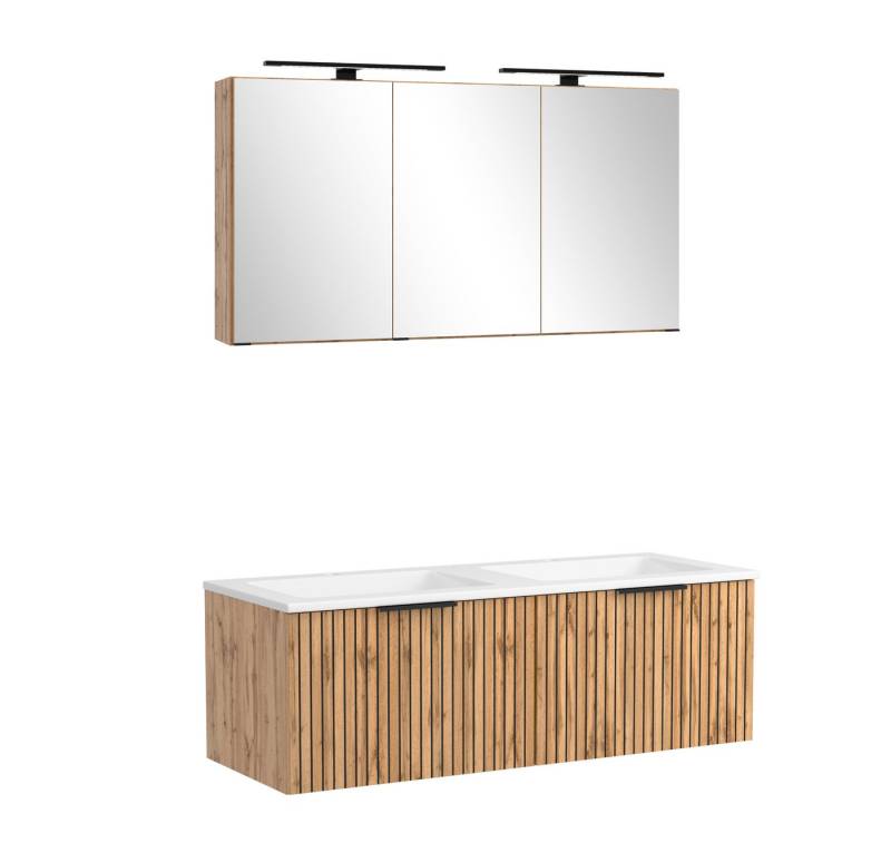 HELD MÖBEL Waschtisch-Set (2-tlg) in Wotaneiche, schwarz - 120x200x47cm (BxHxT), (2-tlg) von HELD MÖBEL