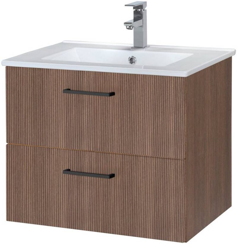 welltime Waschtisch Trento in verschiedenen Ausführungen inkl. Waschbecken, Badmöbel in Breite 60 cm, Badschrank Waschplatz mit 2 Schubladen von welltime