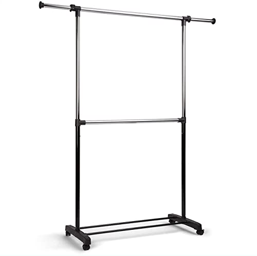 HELDENWERK Kleiderständer mit Rollen - Garderobenständer stabil und belastbar - Kleiderstange ausziehbar - Clothes rail coat rack - Garderobenstange von HELDENWERK