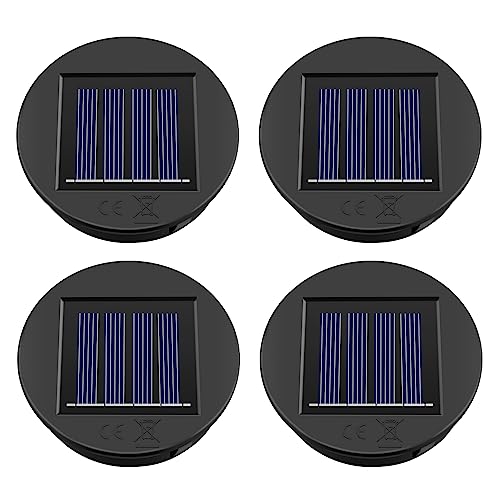 HELESIN Satz Von 4 Solarleuchten Ersatzteile 8cm Top mit Heller LED Leuchtmitteln, IP65 Wasserdichte Solarpanel Solarleuchten Ersatz Solarmodul Für Gartenleuchten Solarlampen Laterne Deckel DIY von HELESIN