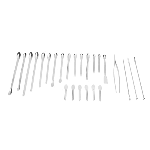HELEVIA 25 Pcs Laborlöffel Spatel -Pinzetten Set, 304 Edelstahl Langzeitgriff Multifunktionales Laborprobenahme -Schaufel für Laborarbeiten und Hobbygebrauch von HELEVIA