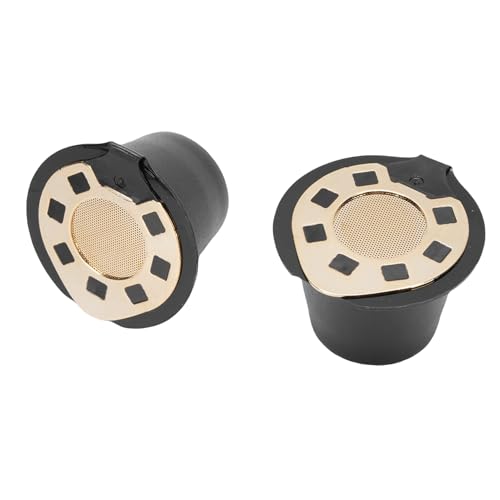 HELEVIA 2pcs Nachfüllbare Kapselbecher mit Goldenem Maschen, Resistenter Plastik Wiederverwendbarer Kaffeeschalen, Leckschutzdesign, für die Originale Kaffeemaschine der Serie Serie von HELEVIA