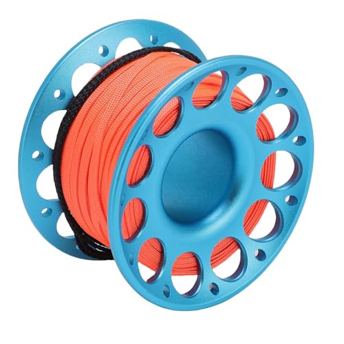 HELEVIA 30m / 98,43ft Scuba Diving Rolle, Luftfahrtaluminium mit Doppelten Haken, Multi -Purpose -Finger -Spulenrolle für Unterwasserexploration (Blau) von HELEVIA