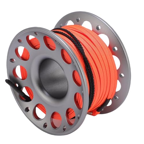 HELEVIA 30m / 98,43ft Scuba Diving Rolle, Luftfahrtaluminium mit Doppelten Haken, Multi -Purpose -Finger -Spulenrolle für Unterwasserexploration (Grau) von HELEVIA
