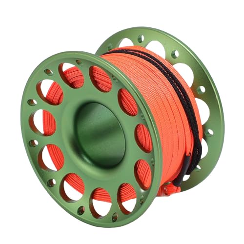 HELEVIA 30m / 98,43ft Scuba Diving Rolle, Luftfahrtaluminium mit Doppelten Haken, Multi -Purpose -Finger -Spulenrolle für Unterwasserexploration (Grün) von HELEVIA