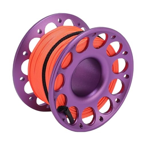 HELEVIA 30m / 98,43ft Scuba Diving Rolle, Luftfahrtaluminium mit Doppelten Haken, Multi -Purpose -Finger -Spulenrolle für Unterwasserexploration (Lila) von HELEVIA