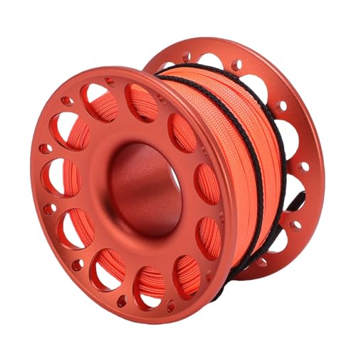 HELEVIA 30m / 98,43ft Scuba Diving Rolle, Luftfahrtaluminium mit Doppelten Haken, Multi -Purpose -Finger -Spulenrolle für Unterwasserexploration (Orange) von HELEVIA