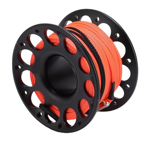 HELEVIA 30m / 98,43ft Scuba Diving Rolle, Luftfahrtaluminium mit Doppelten Haken, Multi -Purpose -Finger -Spulenrolle für Unterwasserexploration (Schwarz) von HELEVIA