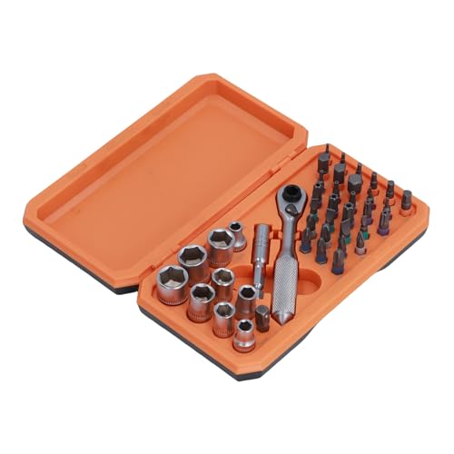 HELEVIA 42 in 1 Ratchet -Sockelschlüssel -Set S2 Treiber Bit Kit für Mechanische Möbelbike Reparatur Orange Box von HELEVIA