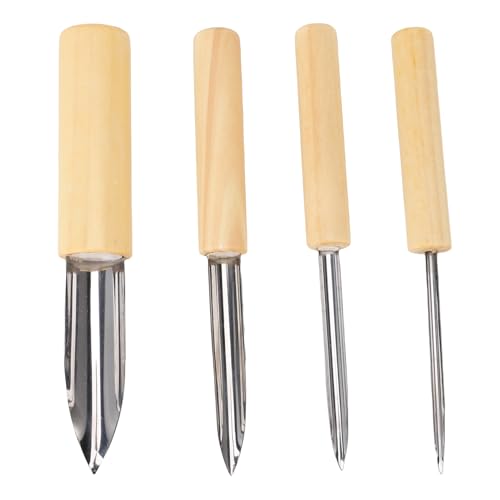 HELEVIA 4pcs Semi -Kreis -Loch -Lochschneider, Edelstahl Halbkreis Rund Keramik -Töpferei -Panzerschnitzwerkzeuge, für Ton, Polymere, Papierendon mit Glänzendem Holzgriff von HELEVIA