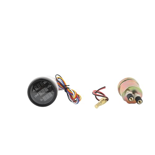 HELEVIA 52 Mm Auto Marine Gauge Set 3 in 1 Wassertemperaturspannungsmessgerät mit Sensor -Backbeleuchtung Kraftstoffspiegelmesser für RV -Yachtbootschiff (Schwarzes Zifferblatt -Abdeckung) von HELEVIA