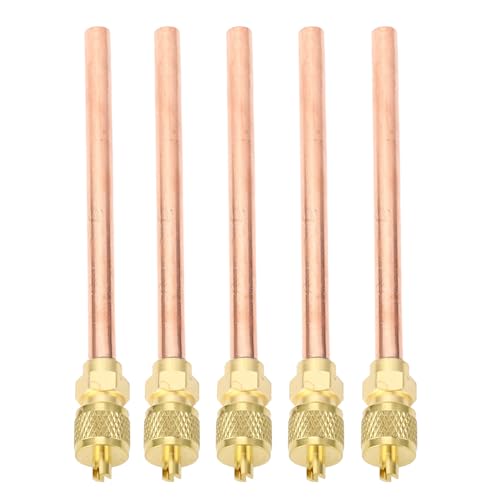 HELEVIA 5pcs Klimaanlagenprüfventil, 7/16 20 UNF MRESS Kupfer HLK -Service -Zugangsventil für R22 R12 Pipelines Home Kältemittel Reparatur von HELEVIA