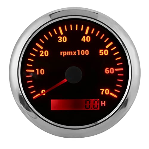HELEVIA 85 Mm Tacho Gauge IP67 Wasserdicht 316 Edelstahl Ultra-weite Spannungs-Snap-Designhandbuch mit Gekrümmtem Glas für Autobootmotor Enthalten (Schwarz) von HELEVIA