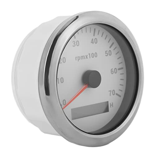 HELEVIA 85 Mm Tacho Gauge IP67 Wasserdicht 316 Edelstahl Ultra-weite Spannungs-Snap-Designhandbuch mit Gekrümmtem Glas für Autobootmotor Enthalten (Weiß) von HELEVIA