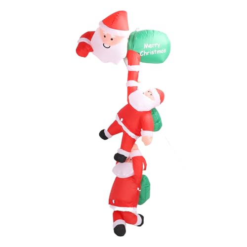 HELEVIA Aufblasbares Klettern Santa Decor, 6,6 Fuß IP44 Wasserfest Blasen Weihnachtsmann mit Gebläse -LED -Licht, für Weihnachten Im Freien (EU-Stecker 220-240V) von HELEVIA