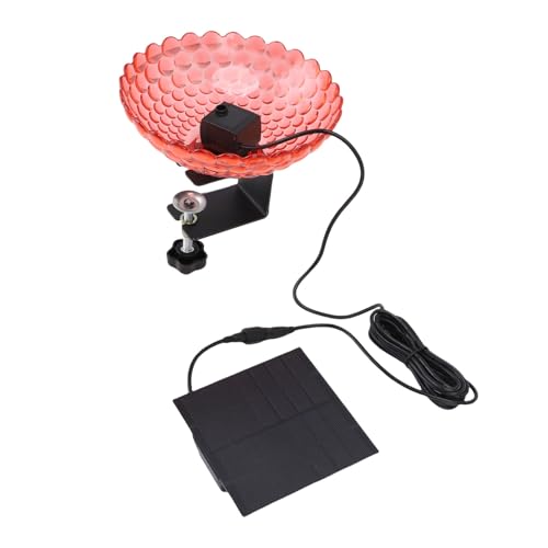 HELEVIA Deck Montiertes Vogelbadbrunnen mit Verstellbarer Klemme, Solarvogel Bad Bubbler Vögel Feeder für Gartenbalkon Im Freien (Rot) von HELEVIA