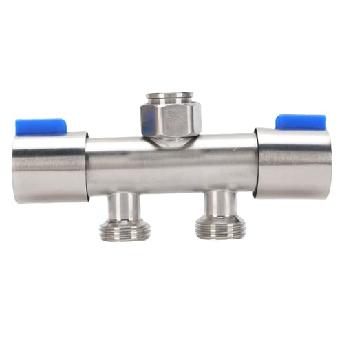 HELEVIA Gartens Ch Lauch Splitter, 304 Edelstahl 1 Einlass 2 Outlet G1/2 Weibliche Outdoor-Wasserhahn-Splitter, für Küche von HELEVIA