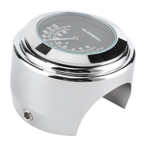 HELEVIA Lenkerblatt, Genaues Wetterfestes Thermometer für Motorrad, Einfach Installieren Sie auf 1 Zoll 7/8 -Zoll -Lenker mit Klarem Zifferblatt, Breiter Bereich (Schwarz) von HELEVIA