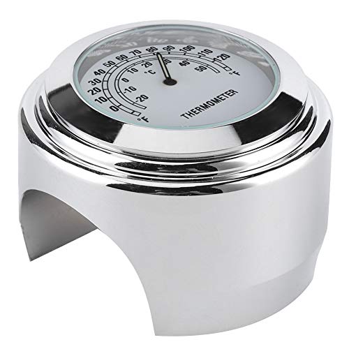 HELEVIA Lenkerblatt, Genaues Wetterfestes Thermometer für Motorrad, Einfach Installieren Sie auf 1 Zoll 7/8 -Zoll -Lenker mit Klarem Zifferblatt, Breiter Bereich (Weiß) von HELEVIA