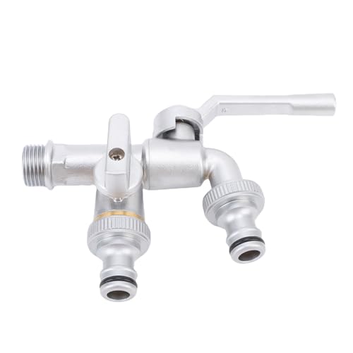 HELEVIA Messing Doppel-Wasserhahn Wasserhahn, 1/2in Einlass 3/4in Outlet, 1 in 2 Out, Doppel-Outdoor-Wasserhahn Outdoor-Schlauch-Splitter für Gartenarbeit, Waschräume, Balkone HELEVIA Messing Doppel-Wasserhahn Wasserhahn, 1/2in Einlass 3/4in Outlet, 1 in 2 Out, Doppel-Outdoor-Wasserhahn Outdoor-Schlauch-Splitter für Gartenarbeit, Waschräume, Balkone von HELEVIA