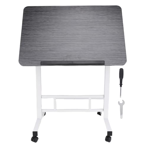 HELEVIA Mobiler Stehpult mit Rädern, Höhen Verstellbarer, Faltbarer, Rollender Laptop-Schreibtisch, für das Büro Am Bett zu Hause (Schwarz gebürstet) von HELEVIA