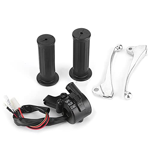 HELEVIA Motorrad-Lenkerteile Aluminiumlegierung Bremshebel Drosselklappengriff für Yamahay Zinger 50 1981+, Nicht Rutsches Gummigehäuse, Passt Gtmotor G50T mit Loncin Py50 an von HELEVIA