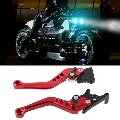 HELEVIA Paar CNC-Aluminium-Motorrad-Kupplungstrommel-Bremshebelgriffe, Aluminiumlegierung, Stabile Leistung, Auffällige Optik, Passend für GY6, CG125, mit Anleitung (Rot) von HELEVIA