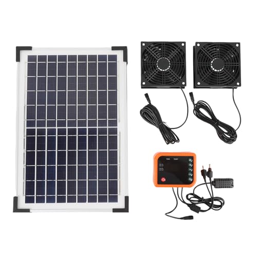 HELEVIA Solar Ableitungslüfungs -Kit, 10W Solarpanel Dual -Lüftungsventilationen mit 4400 -mAh -Akku und Controller für Gewächshausschuppen von HELEVIA