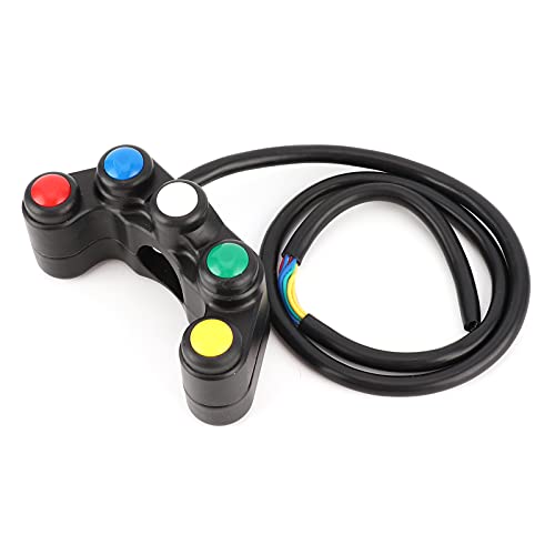 HELEVIA Universelle 7/8-Zoll-5-Tasten ATV Motorradsteuerschalter für 22 Mm Lenker mit Wasserdichtem Griff, Aluminiumlegierungmaterial, 12-60-V-Eingangsspannung von HELEVIA